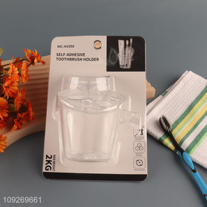 China factory household bathroom wall-mounted self-adhesive <em>toothbrush</em> <em>holder</em>