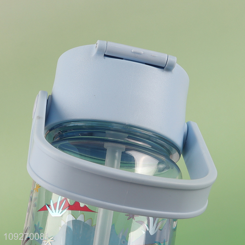 High Quality Kids Water Bottle Cute Plastic Water Bottle with Straw & Handle