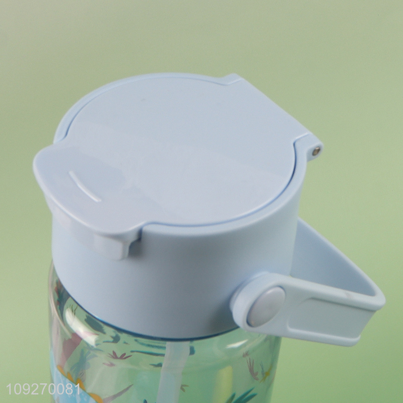 High Quality Kids Water Bottle Cute Plastic Water Bottle with Straw & Handle