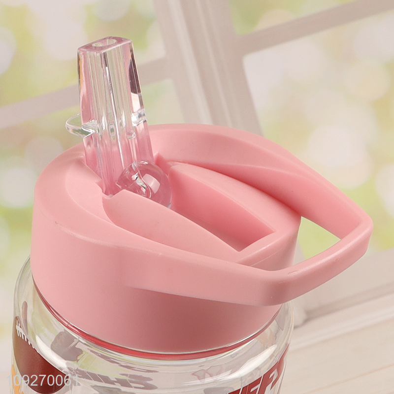 Good Quality Portable Plastic Water Bottle Cute Water Bottle with Flip Straw