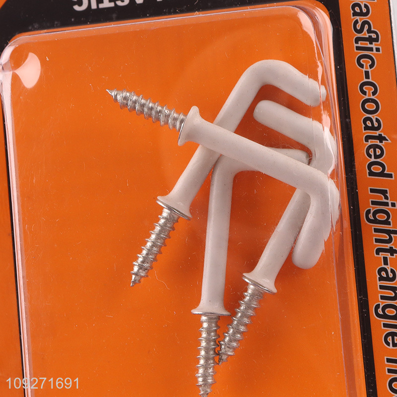 Low price 4pcs plastic-coated right-angle hook hardware accessories