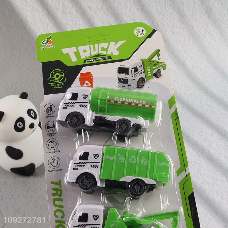 New arrival sanitation truck children pull back car toy set