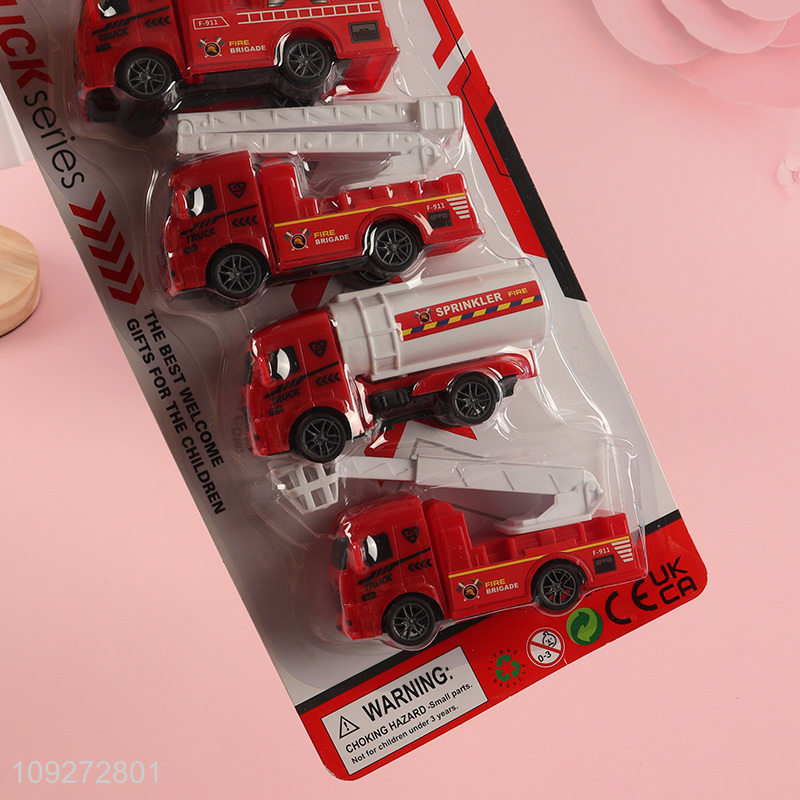 Online wholesale 6pcs fire fighting truck children pull back car toy set