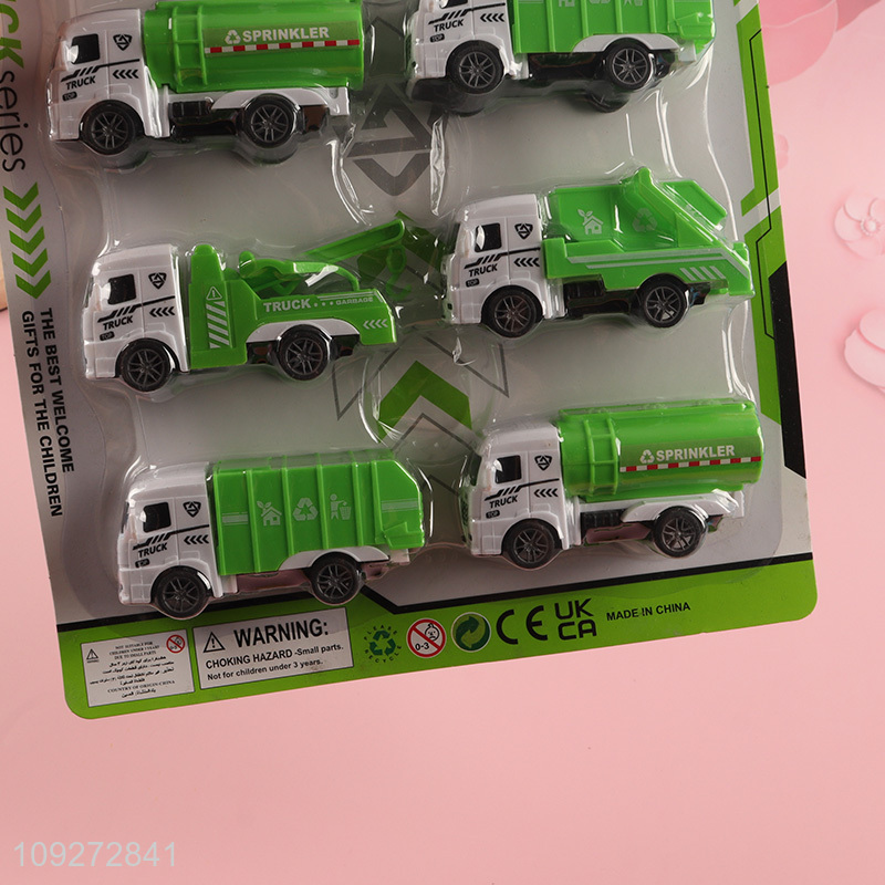 Hot products 8pcs sanitation truck children pull back car toy set
