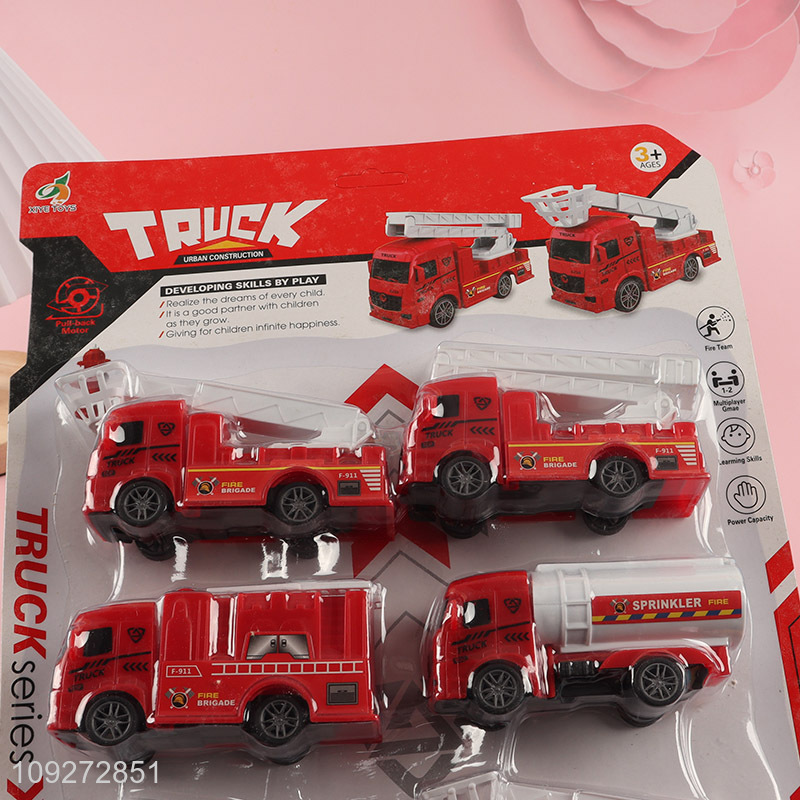 China products fire fighting truck children's toy pull back car set for gifts