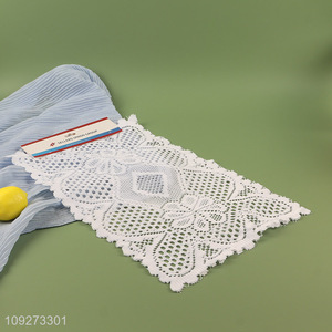 Factory supply white polyester hollow dinner mat <em>placemat</em> table mats