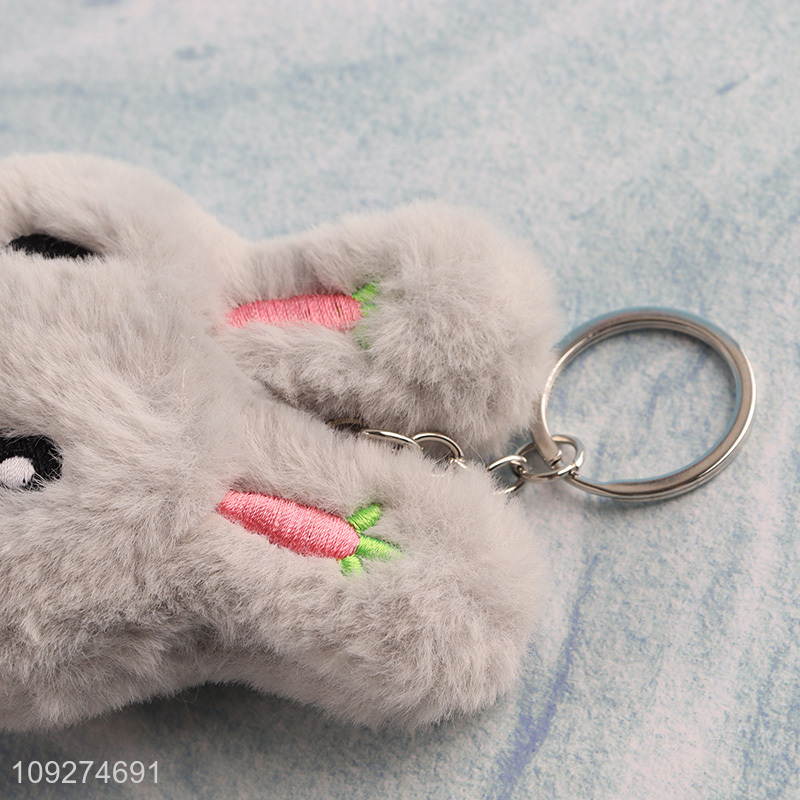 Good selling cartoon rabbit shape plush keychain key rings
