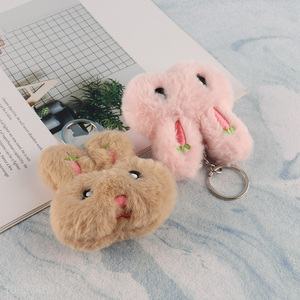 Good selling cartoon rabbit shape plush keychain key rings
