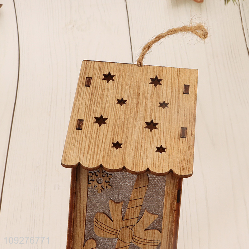 Good price house shape wooden christmas ornament led lights