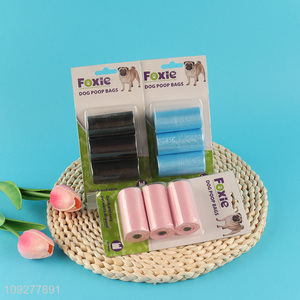 Yiwu market 3rolls outdoor disposable pet <em>dog</em> poop bags