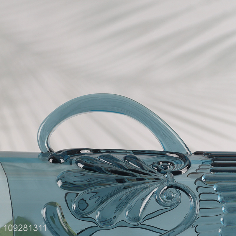 Online wholesale glass embossed water jug juice jug with lid