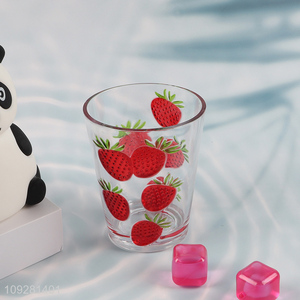 China factory strawberry printed <em>glass</em> water <em>cup</em> drinking <em>cup</em>