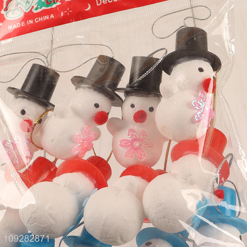 Good selling 12pcs foam snowman christmas hanging ornament decoration