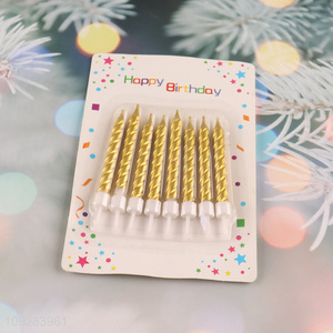 Low price golden <em>birthday</em> cake candle decorative candle for sale