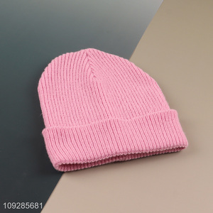 Hot products pink winter knitted hat beanies hat