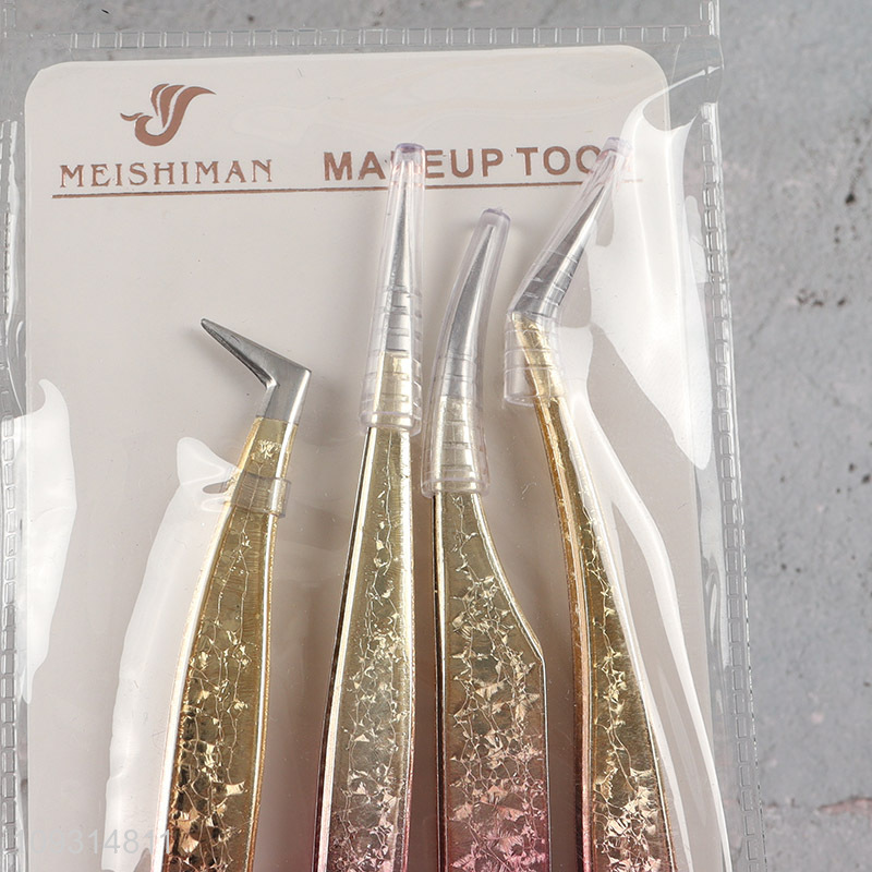 Hot products professional 4pcs eyebrow tweezers set