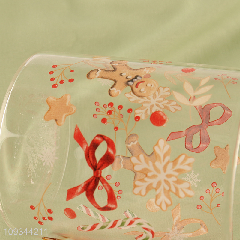 Top products glass cup Christmas water cup with handle