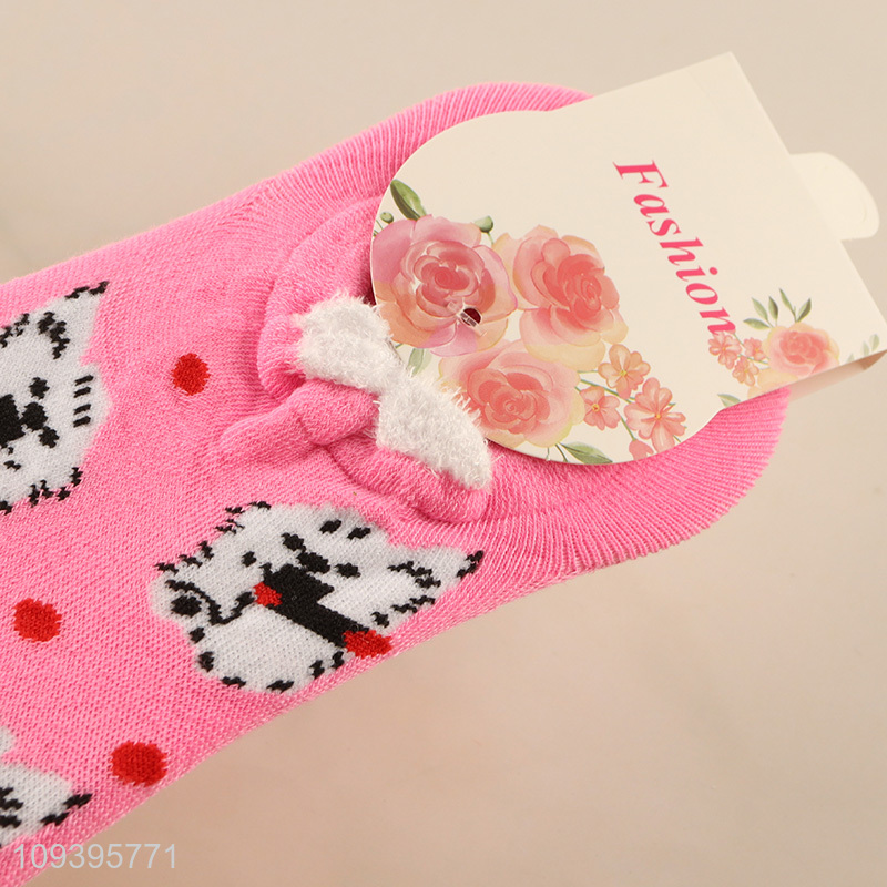 Online wholesale cute cartoon animal pattern polyester liner socks
