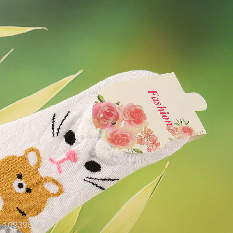 Factory direct sale lovely cartoon animal durable polyester boat socks