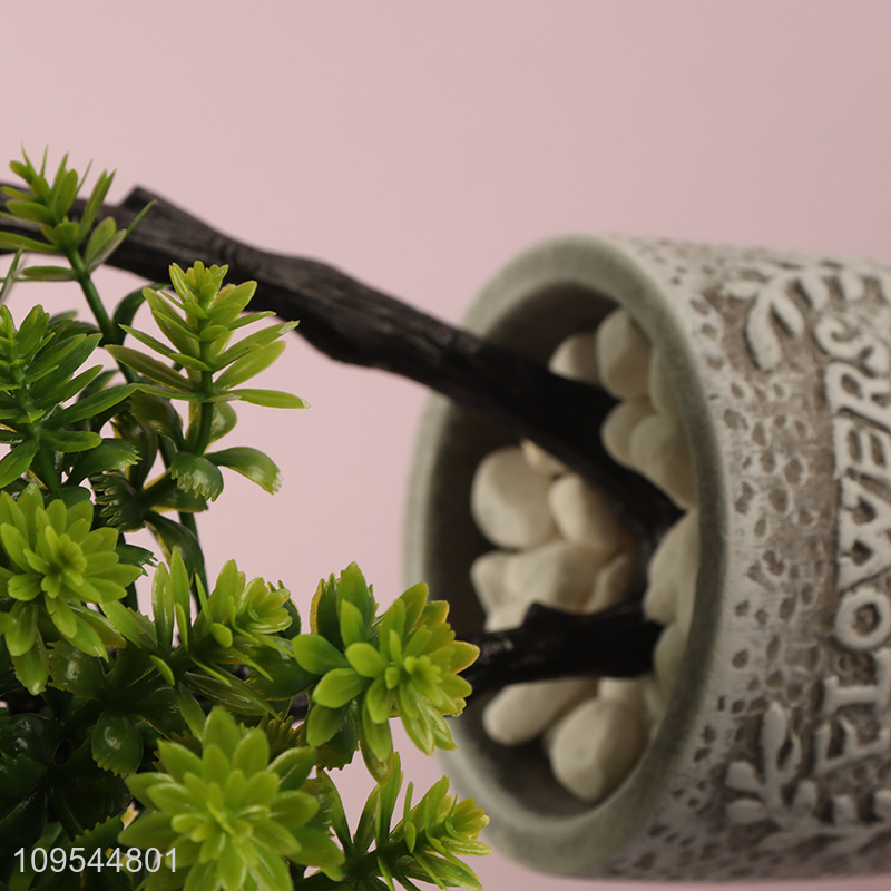 Wholesale Realistic Pine Faux Potted Greenery Office Shelf Ornament